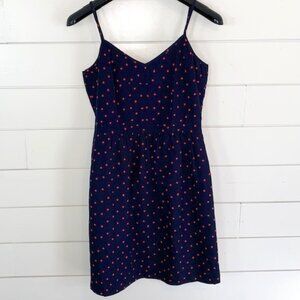 J.Crew Polka Dot Dress - Navy with Red Polka Dots, Pockets, Size 2 Holiday Flowy
